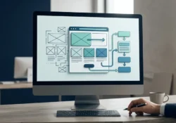 Ilustración digital sobre consultorría y analisis de plataformas digitales por un consultor de marketing digital para posicionamiento de nichos de mercado.